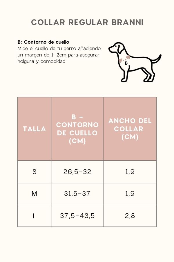Guía de tallas collar regular Branni